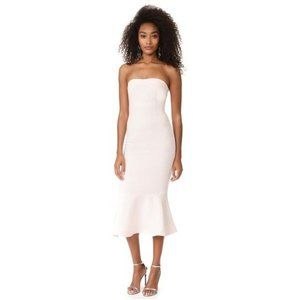 NWT$470  Cinq a Sept 5a7 White Strapless Crepe Flounced Hem Luna Cocktail Dress